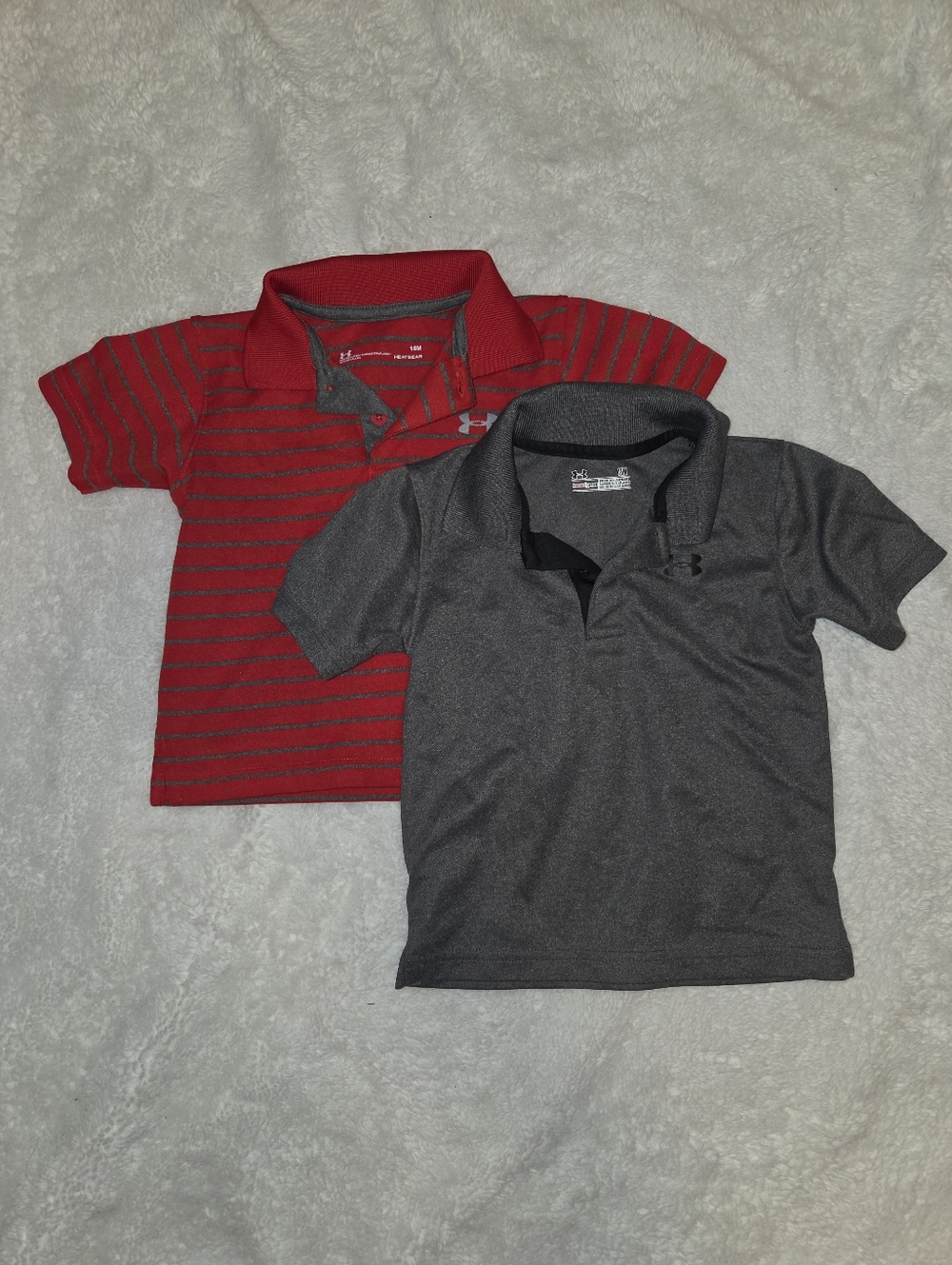 Under Armour Kids Red Striped & Gray Polo Duo